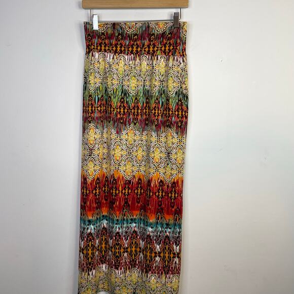 AB Studio Long Jersey Knit Stretch Moroccan Y2K Maxi Skirt Foldover Waist S - Picture 5 of 11